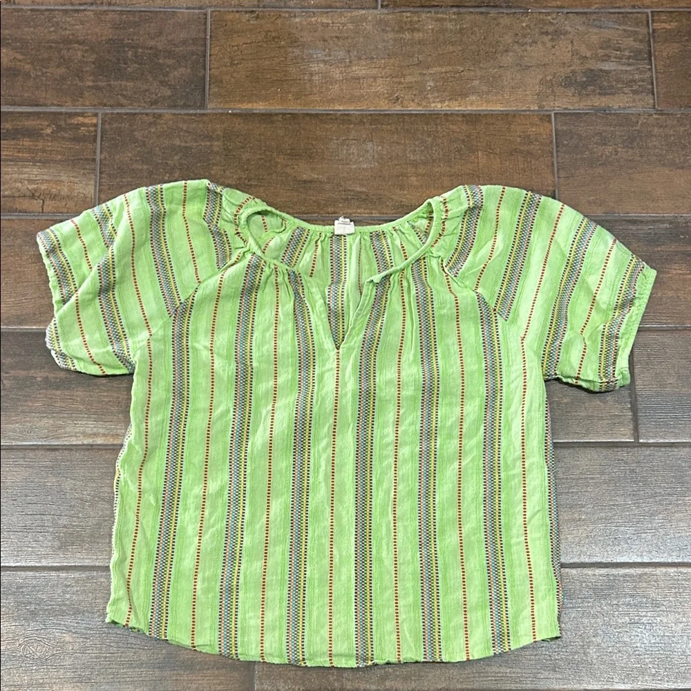 Ivy Jane Green Striped Blouse size lg - Picture 1 of 4